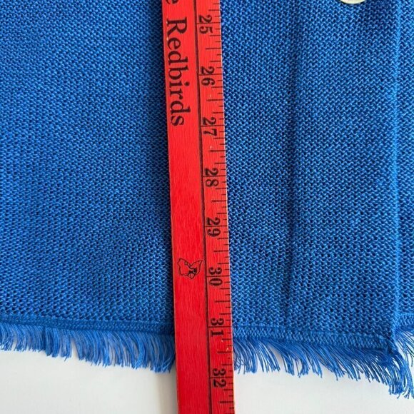 Linen Blazer XL Made in USA Cobalt Blue Fringe Sportsworks Studio Woven Knit - Picture 6 of 8